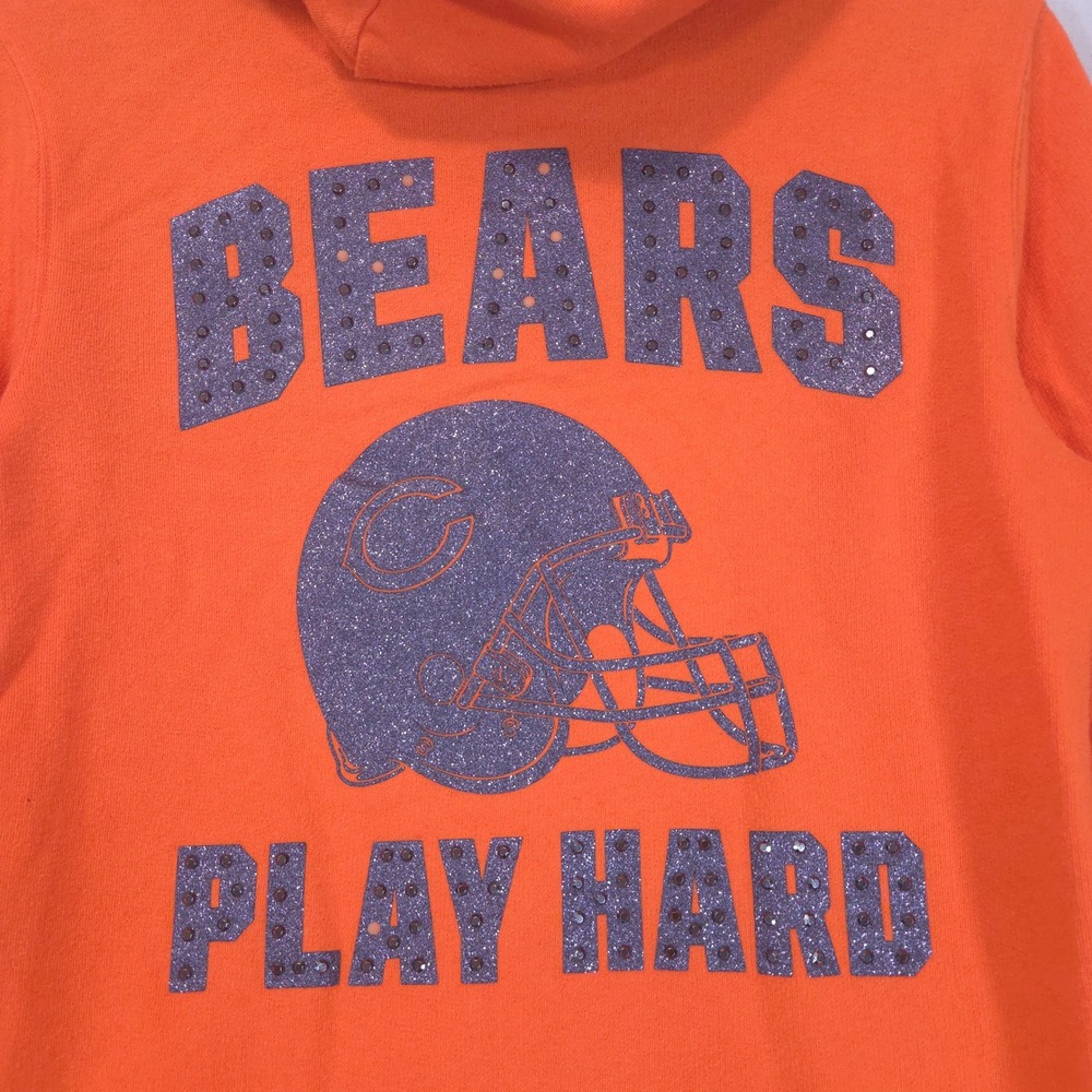 Victoria's Secret PINK Chicago Bears Hoodie S Bling Full Zip Orange Y2K NFL Cozy - Picture 11 of 16